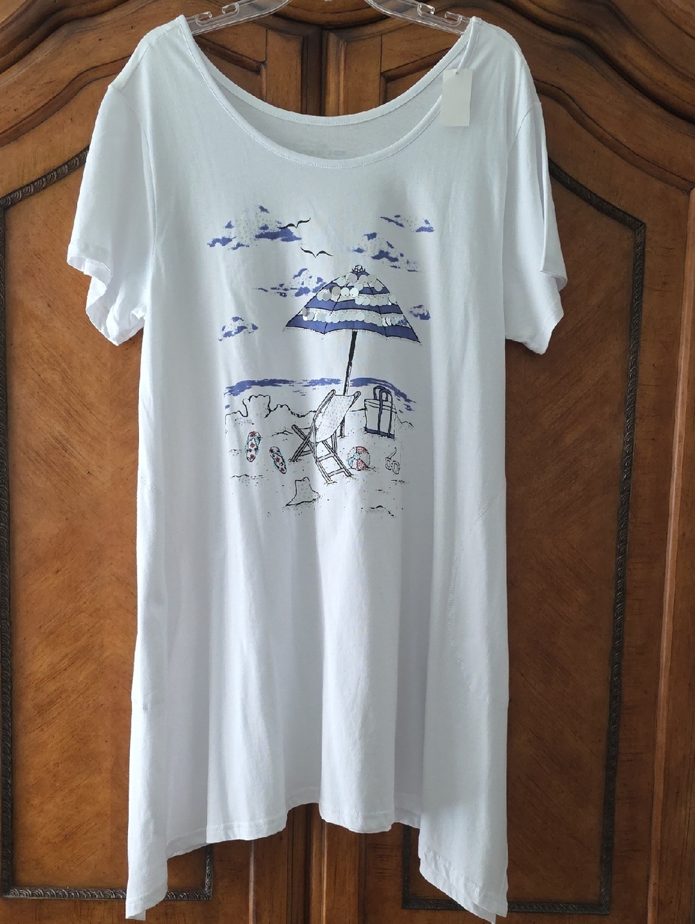 Women's White Beach Graphic Dress